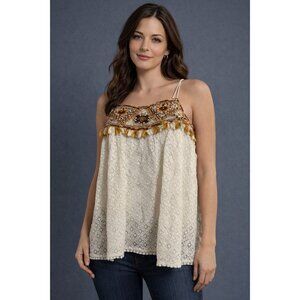 HD in Paris Tikal Tassel Tank Top Size 2 Beading Embroidery